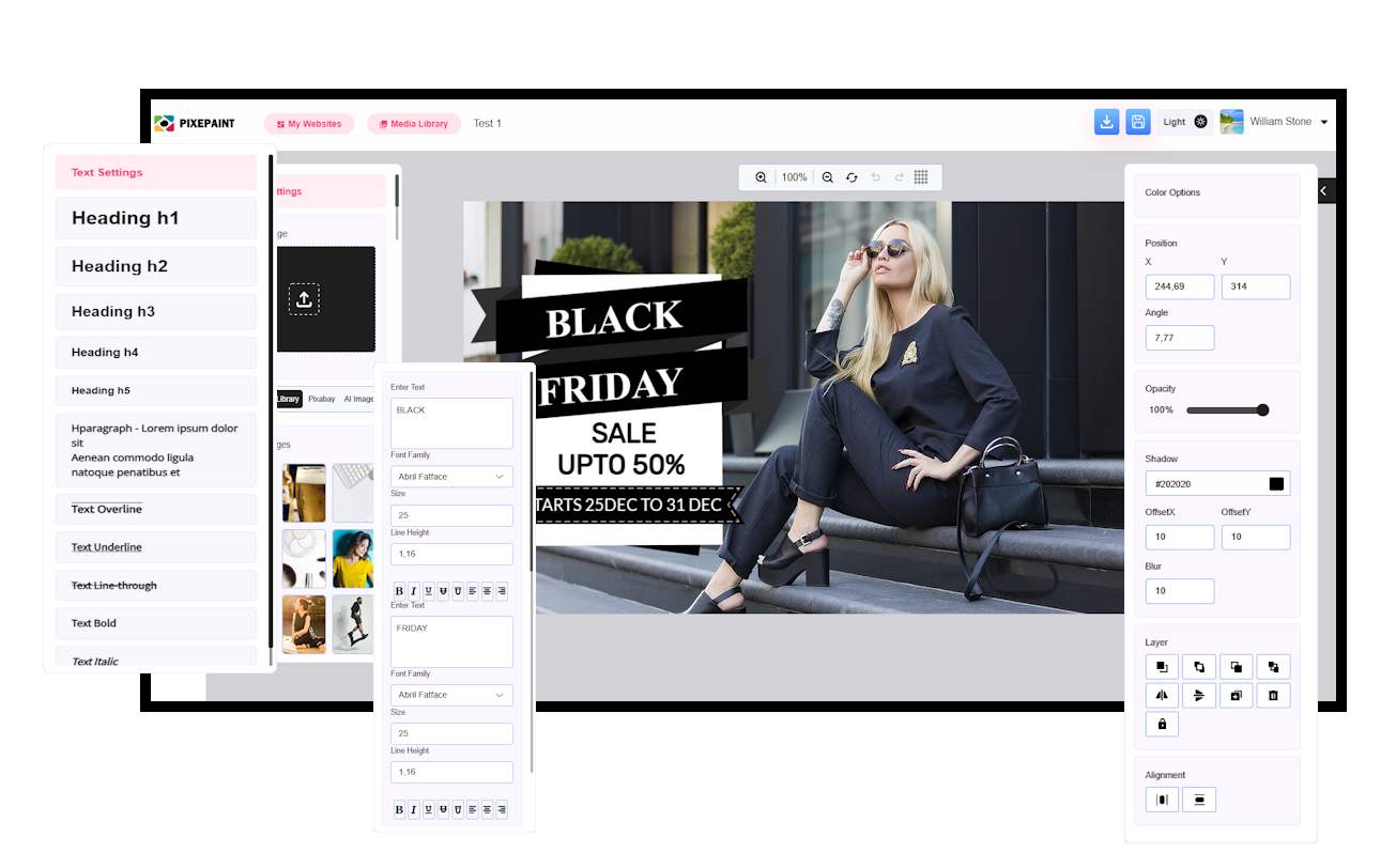 Vista previa de la interfaz de usuario de PixePaint